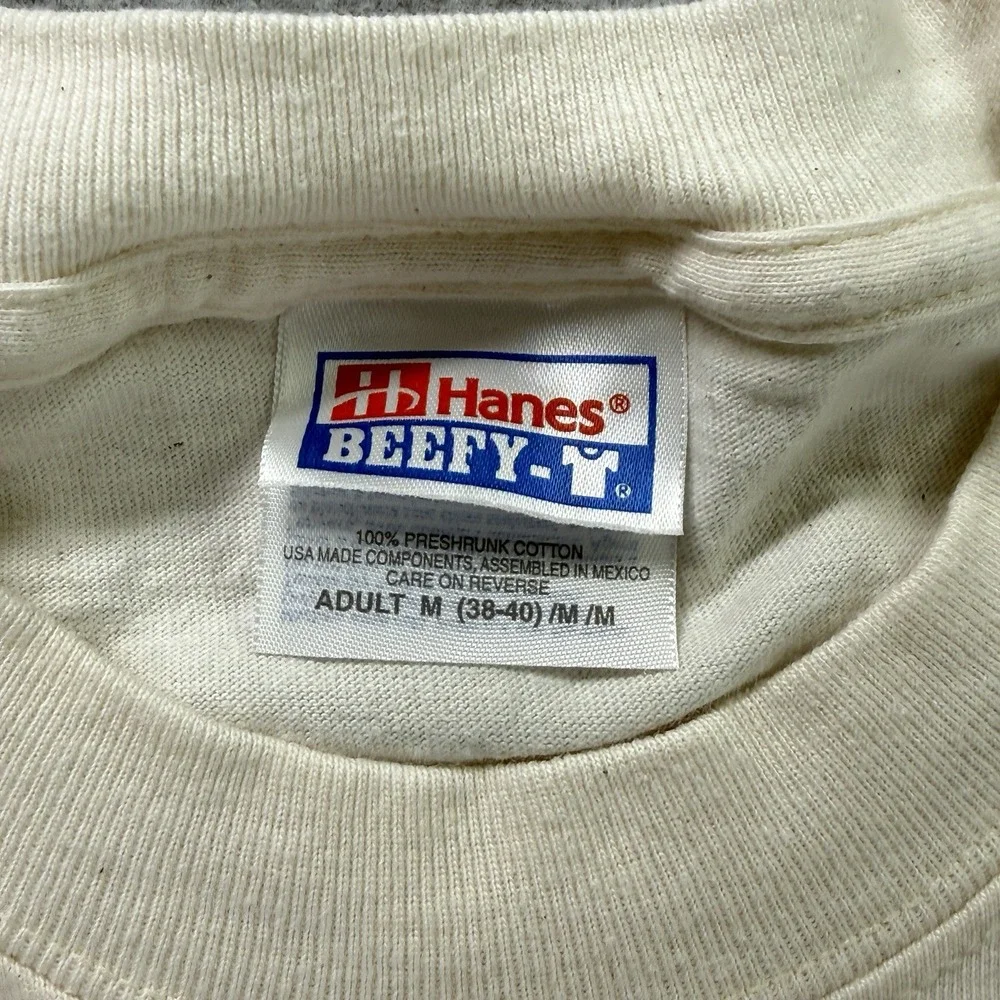 Vintage Greetwear Express Christmas LS Shirt Santa Postcard Hanes‎ Beefy T - M